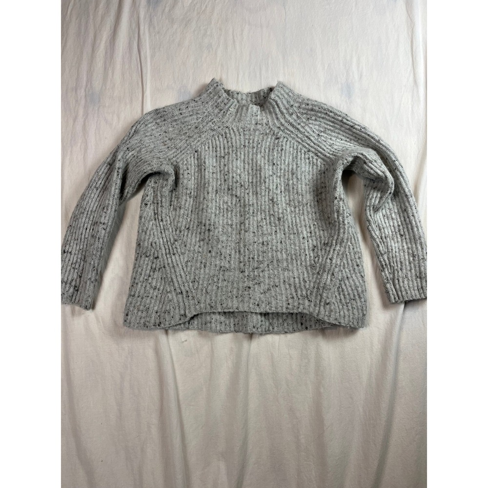 Madewell Grey Ribbed Mock Neck Wool‎ Blend Pullover Sweater H3338 Womens Medium